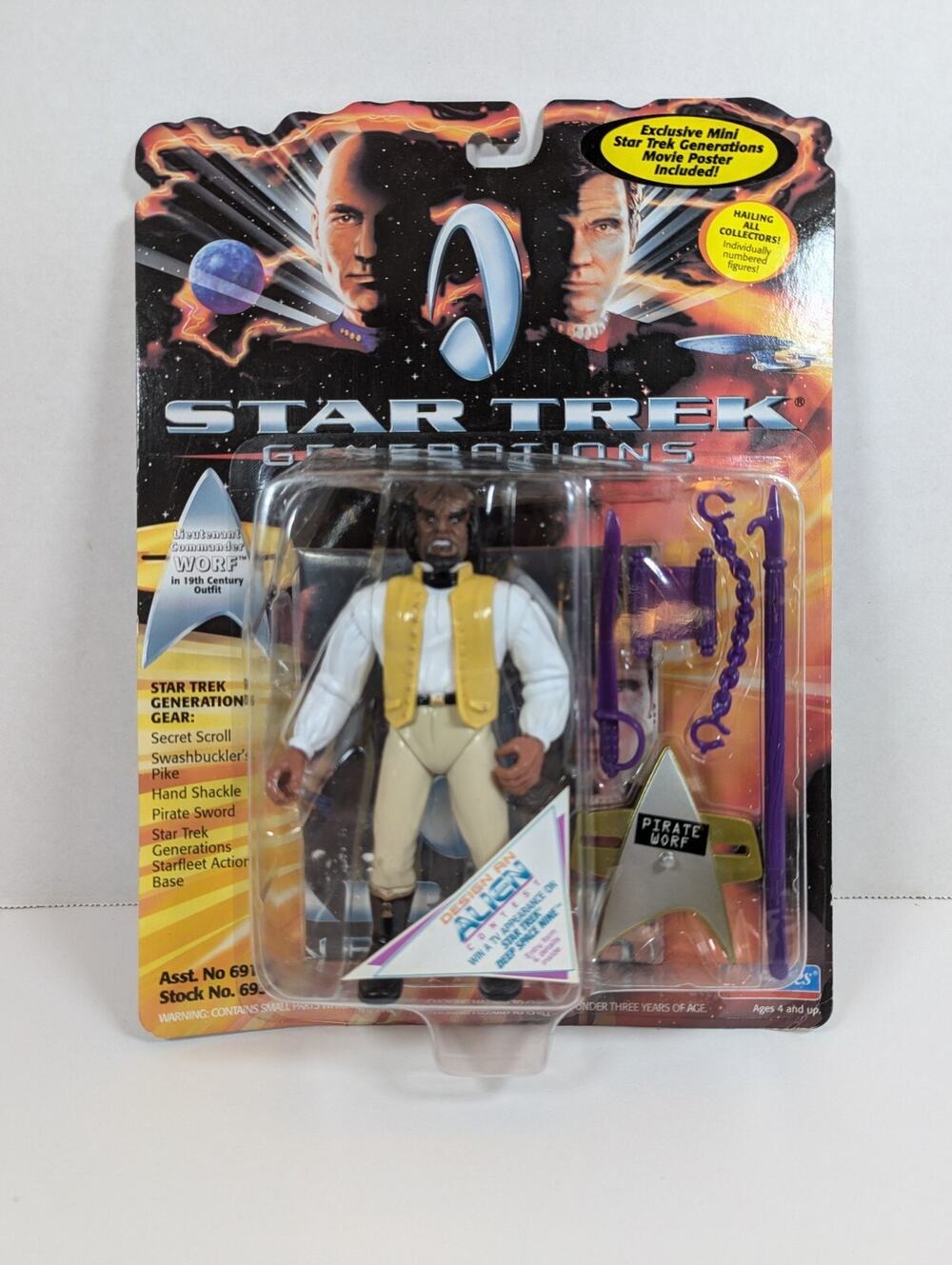 Star Trek Generations Lieutenant Commander Worf Action Figure Playmates 1994 VTG
